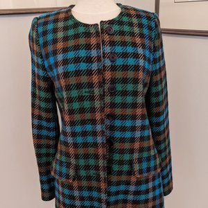 Vintage Mondi Pure Wool Round Neck Blazer with Pockets